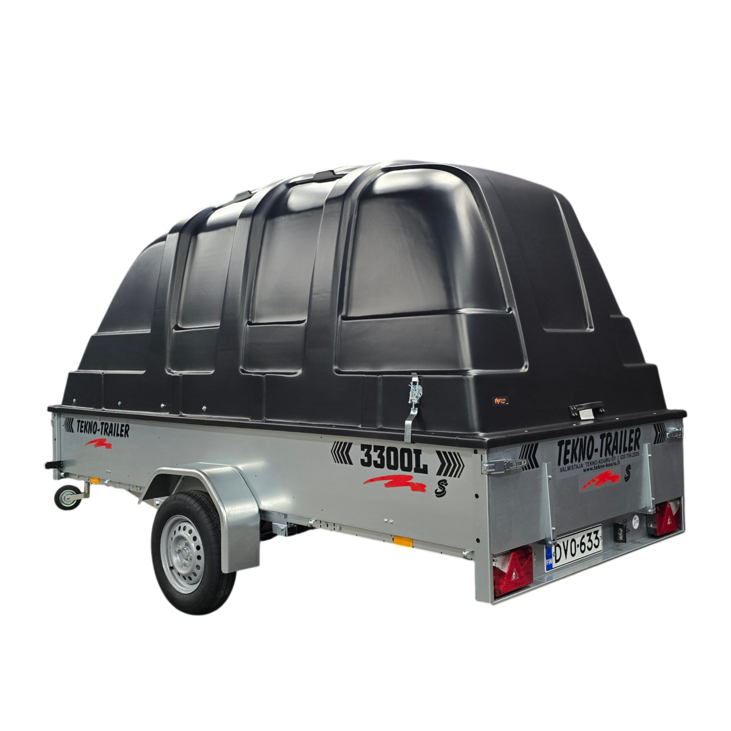 Peräkärry Tekno-Trailer 3300L-S 1,25m musta kuomu