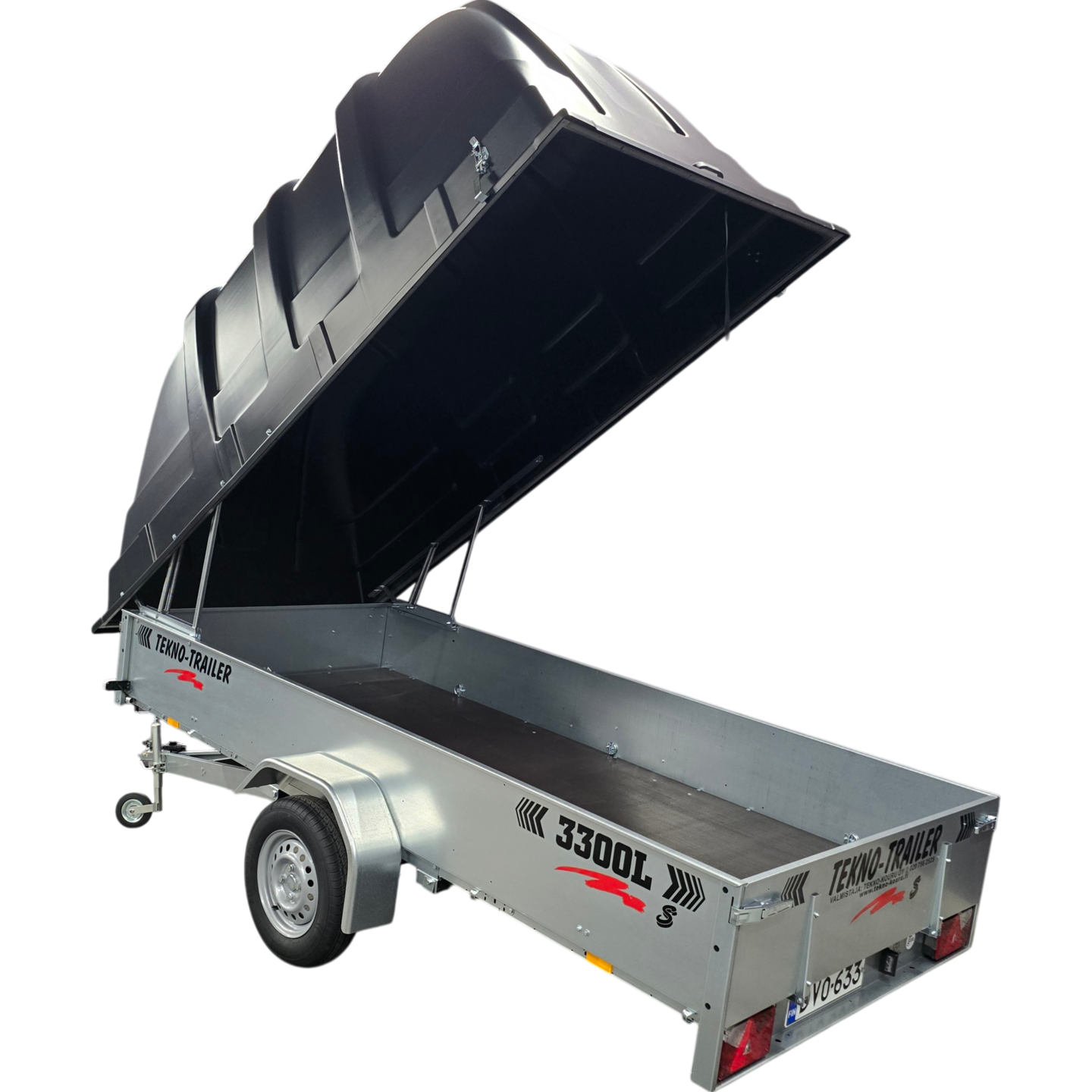 Peräkärry Tekno-Trailer 3300L-S 1,25m musta kuomu