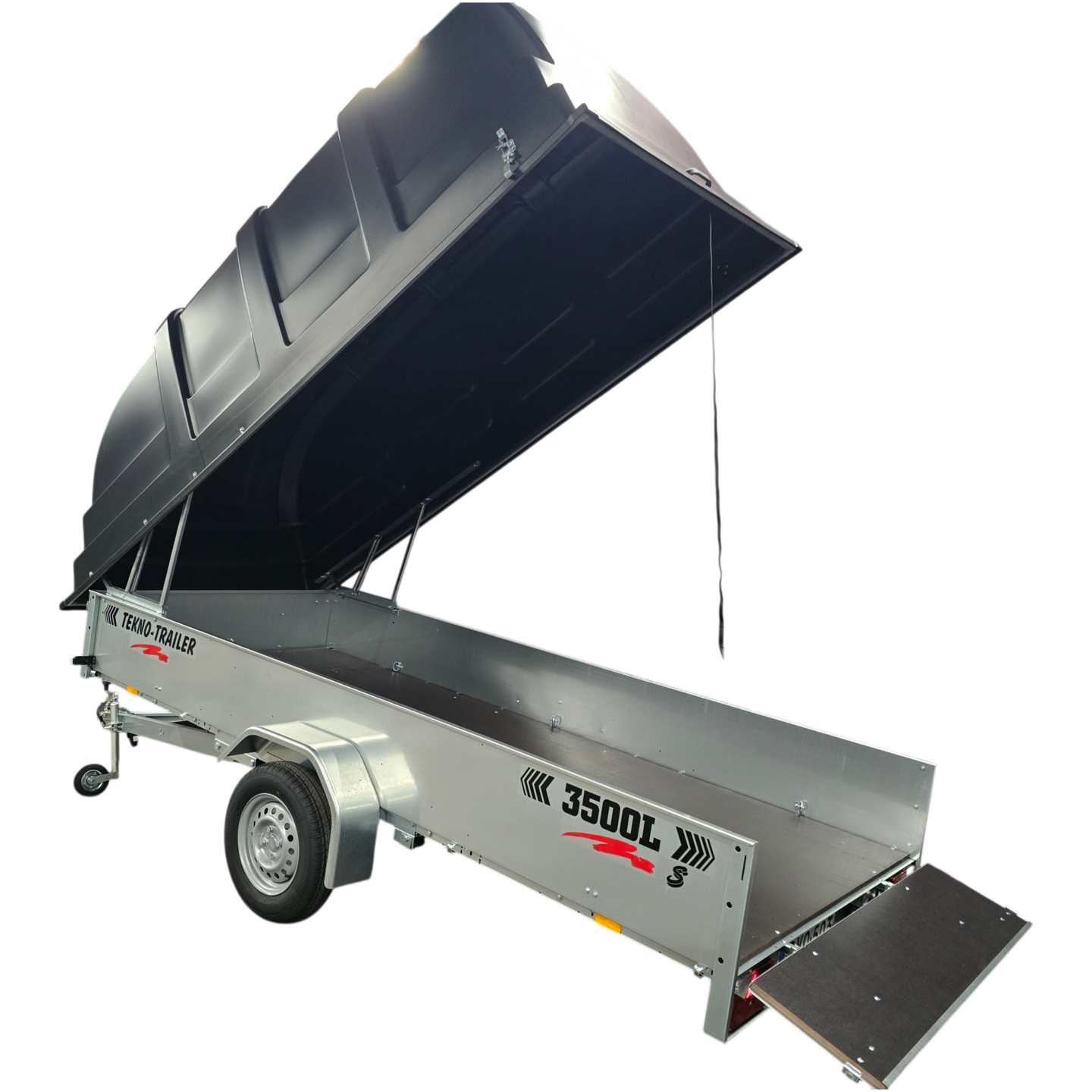 Peräkärry Tekno-Trailer 3500L-S 1,05m musta kuomu