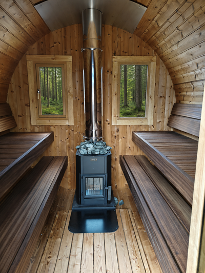 Tynnyrisauna Alex Standard 3,0m x 2,2m valmiiksi koottu