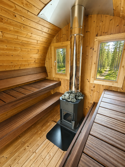 Tynnyrisauna Alex Standard 3,0m x 2,2m valmiiksi koottu