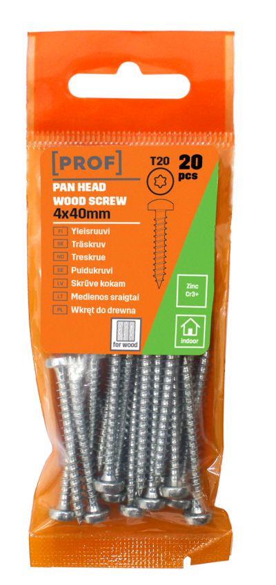 Yleisruuvi PROF kupukanta T20 4x40 sähkösinkitty 20kpl