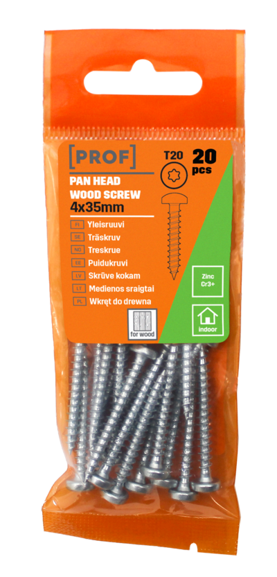 Yleisruuvi PROF kupukanta T20 4x35 sähkösinkitty 20kpl