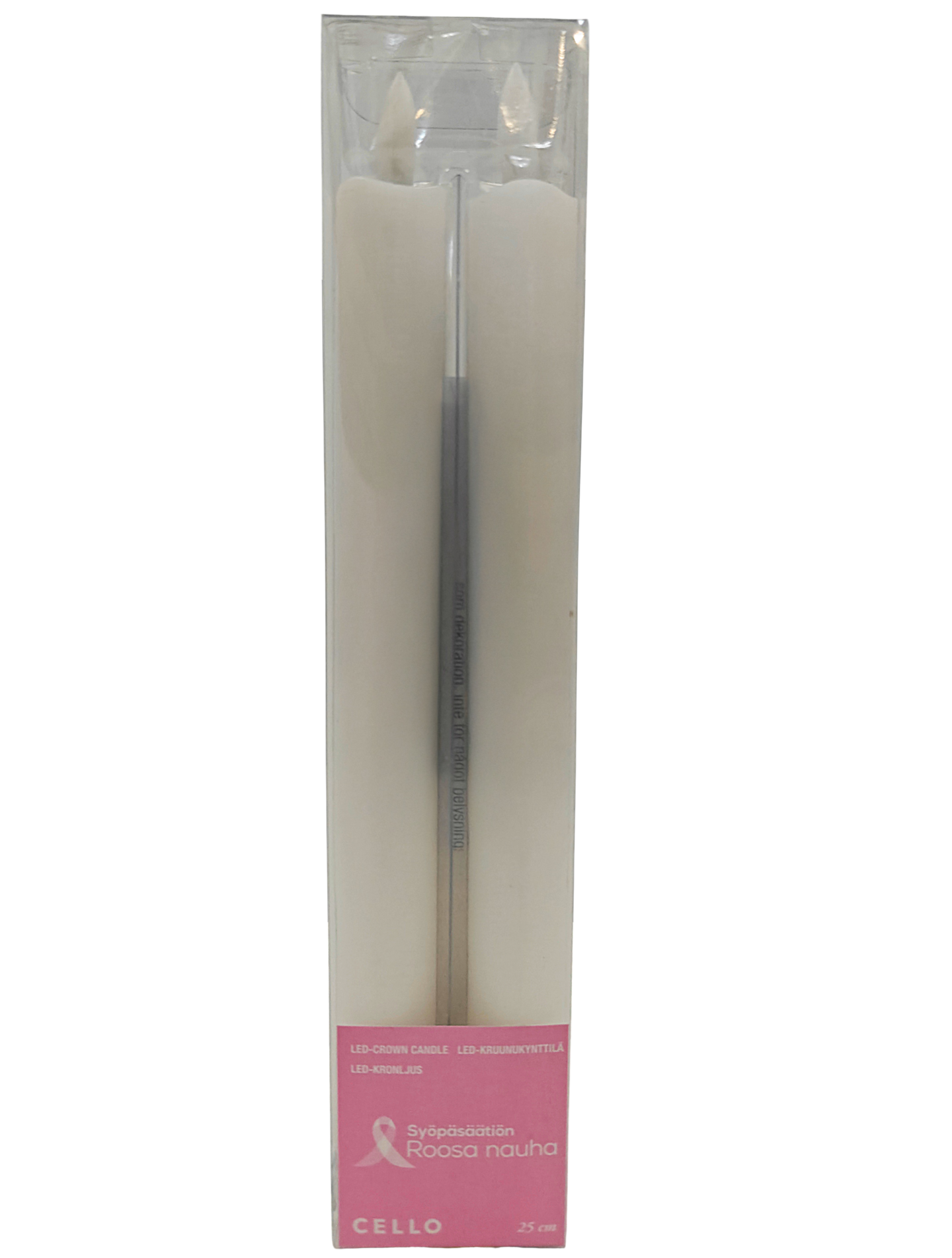 Led-kruunukynttilä Cello Roosa nauha 25cm 2kpl