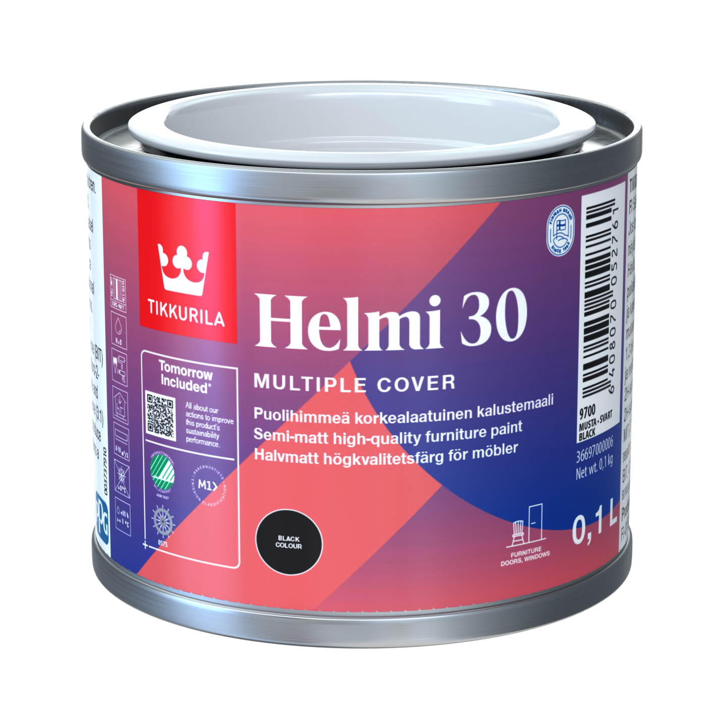 Helmi 30 Kalustemaali puolihimmeä musta 9700