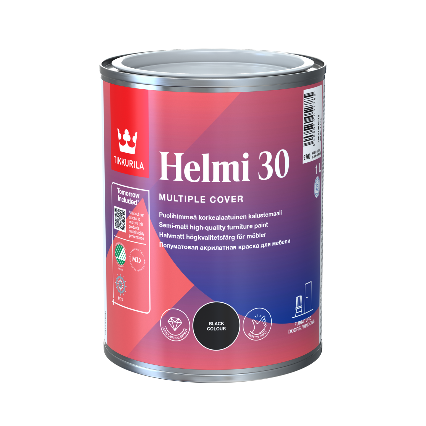 Helmi 30 Kalustemaali puolihimmeä musta 9700