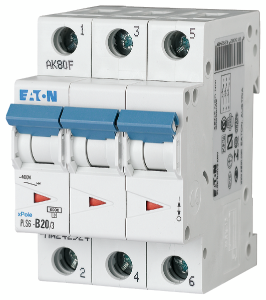 Johdonsuojakatkaisija Eaton PLS6-C20/3 6KA 3-napainen C 20A