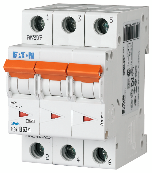 Johdonsuojakatkaisija Eaton PLS6-C63/3 6KA 3-napainen C 63A