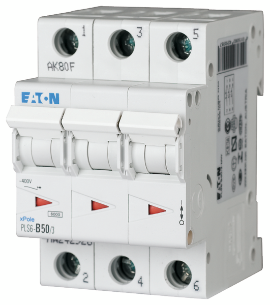 Johdonsuojakatkaisija Eaton PLS6-C50/3 6KA 3-napainen C 50A