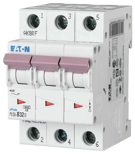 Johdonsuojakatkaisija Eaton PLS6-C32/3 6KA 3-napainen C 32A