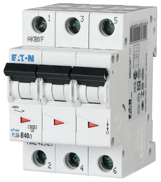 Johdonsuojakatkaisija Eaton PLS6-C40/3 6KA 3-napainen C 40A