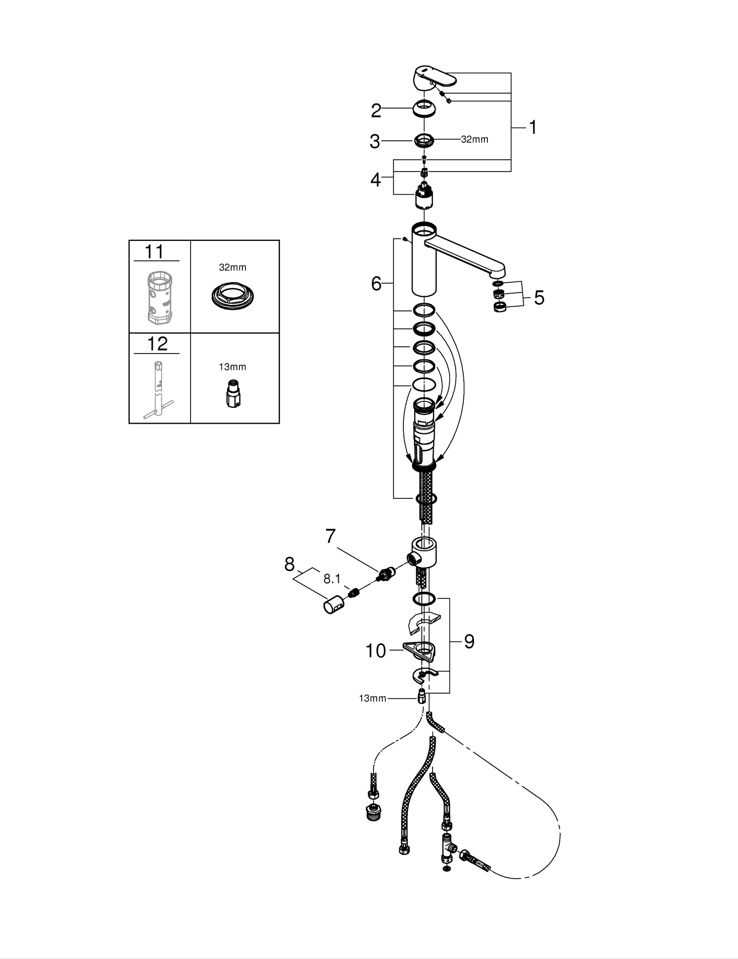 Keittiöhana GROHE 31791000 Eurosmart Cosmo pesukoneventtiili