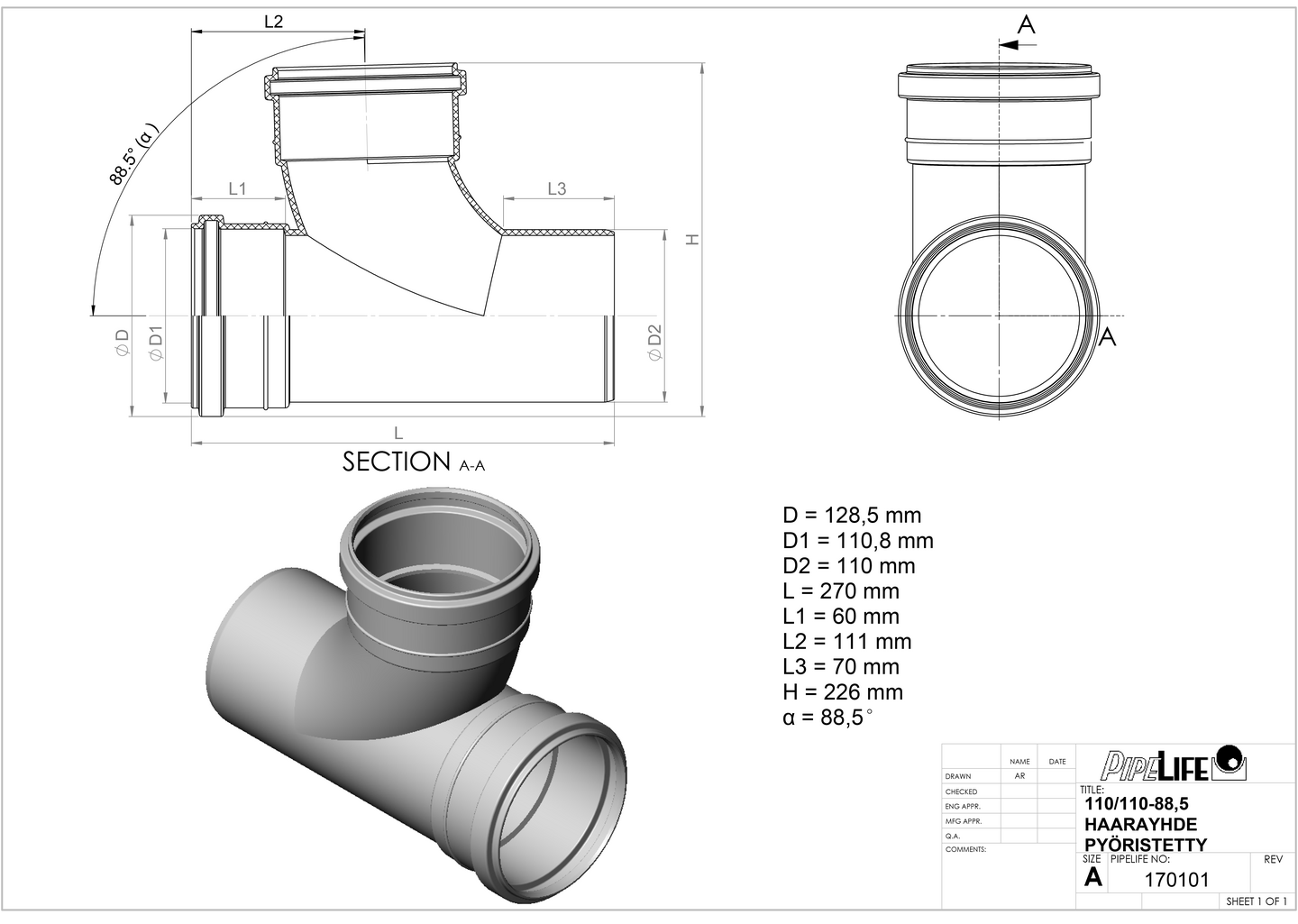 HT-haarayhde Pipelife 110x110x88,5
