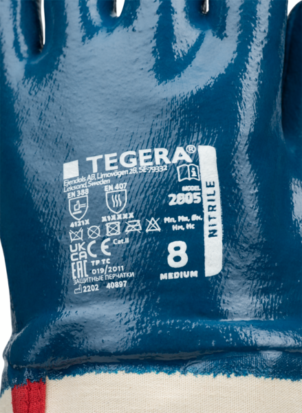 Työkäsineet TEGERA 2805 nitriili sininen