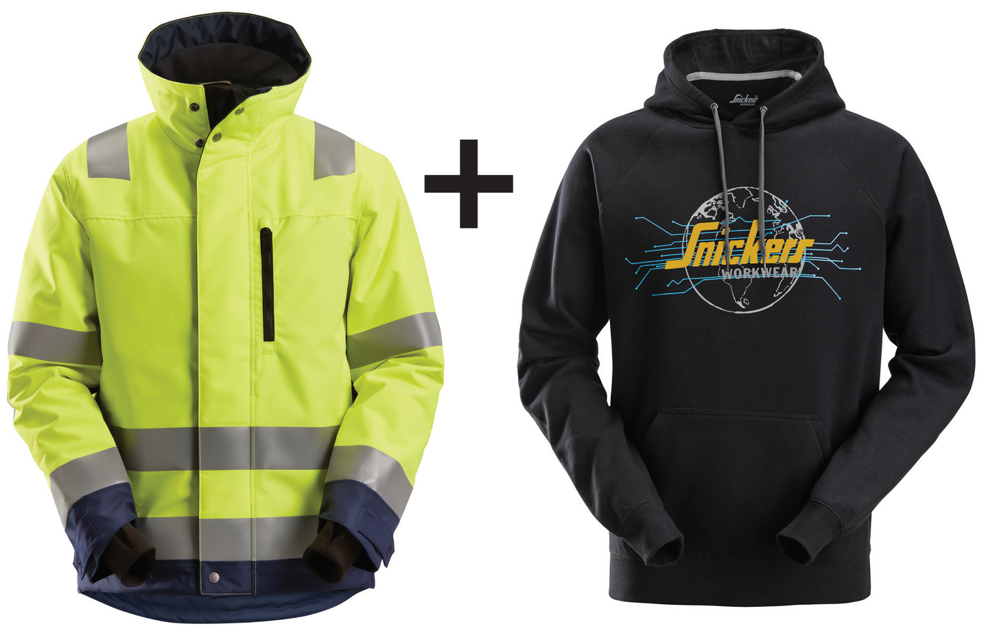 Talvitakki Snickers 1130-6699 Hi-Vis keltainen ja huppari