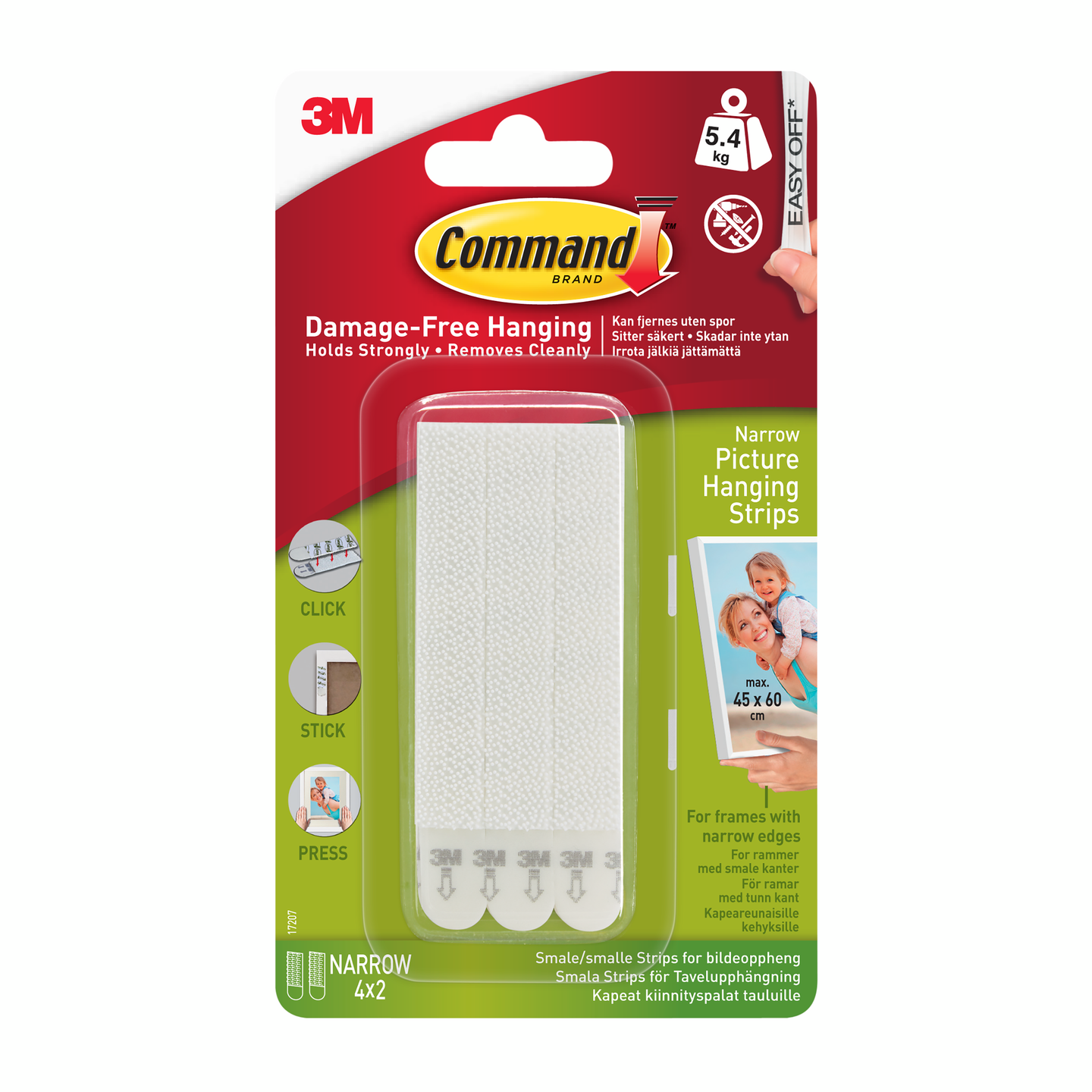 Kiinnityspala Command 17207 taulu kapea