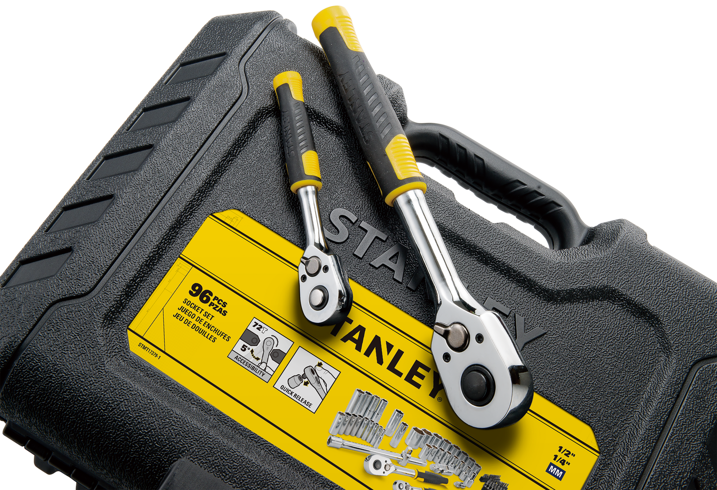 Hylsysarja Stanley STMT17379-1 1/4" ja 1/2" 96 osaa