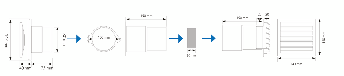 Korvausilmaventtiili Velco VAR-80