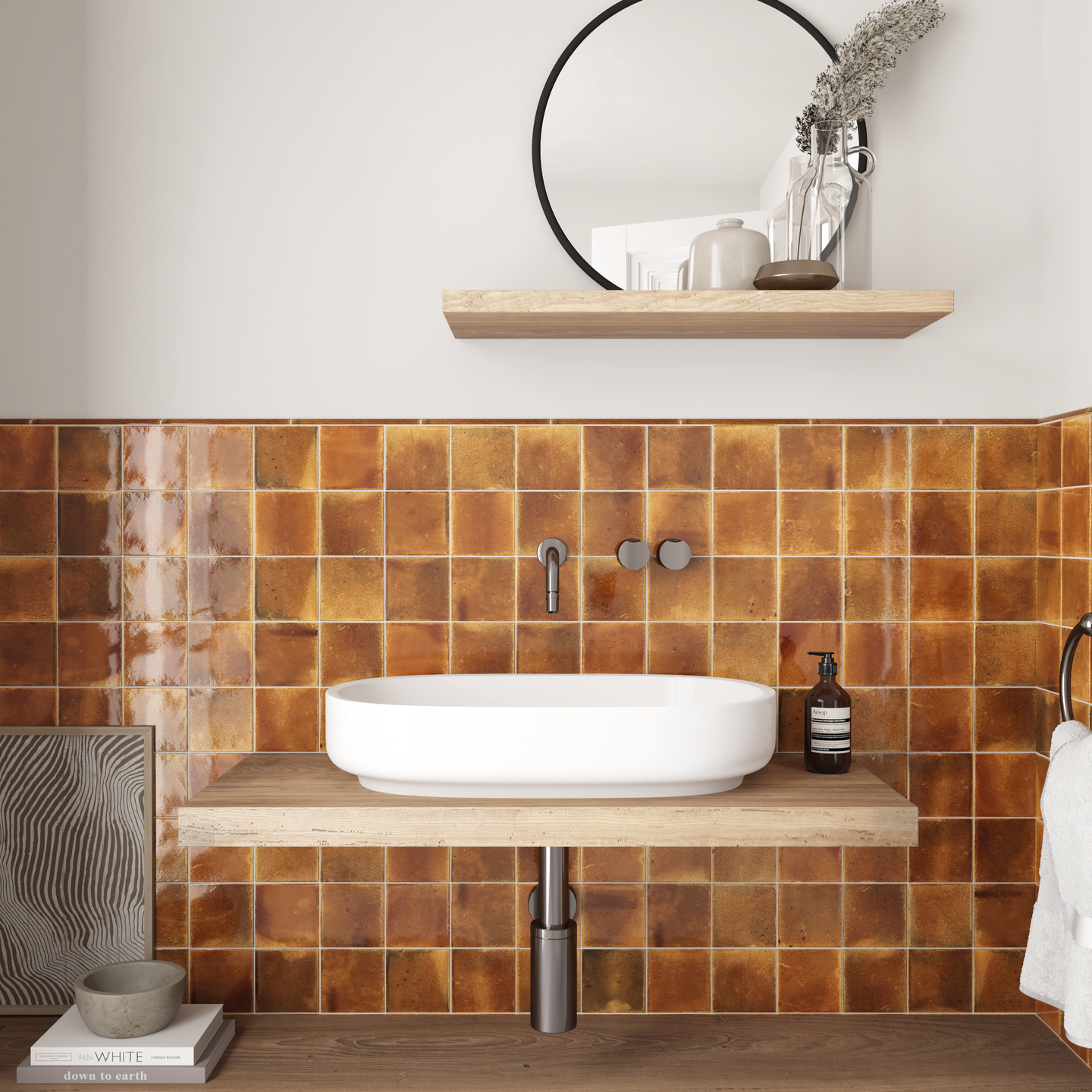 Seinälaatta Cello Hanoi 10x10 Terracotta 0,6m²