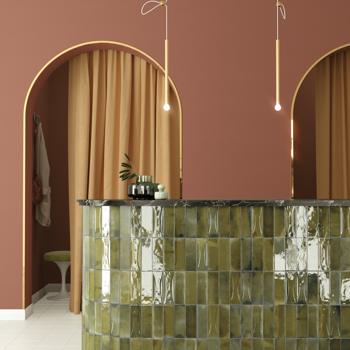 Seinälaatta Cello Hanoi 6,5x20cm oliivinvihreä 0,5m²