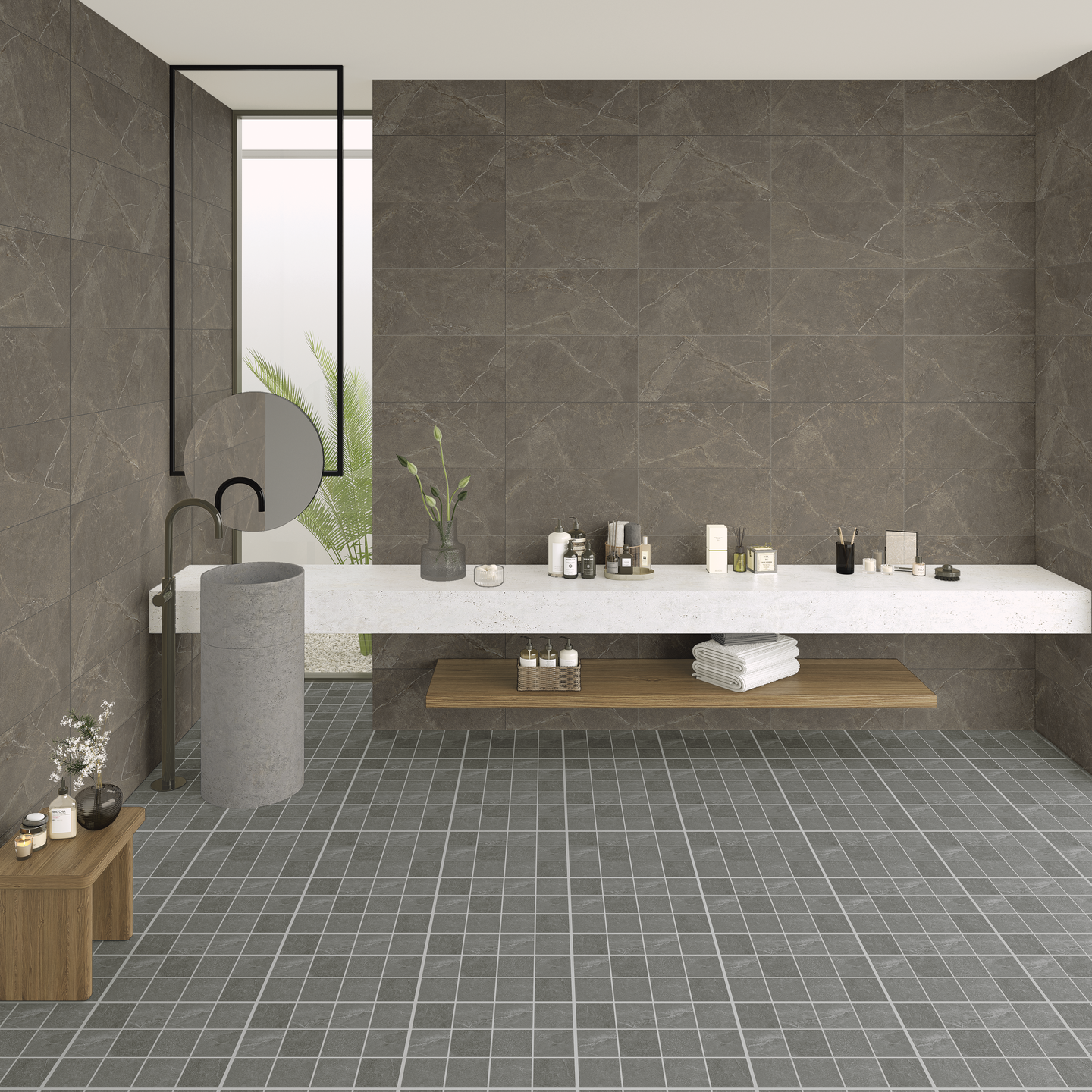 Lattialaatta Cello Veinstone 10x10 harmaa PK R10B 1,44m²