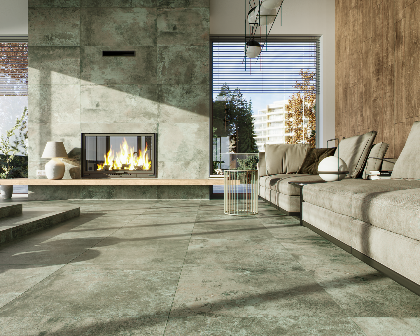 Lattialaatta Cello Metal 60x120 matta vihreä RT 1,44m²