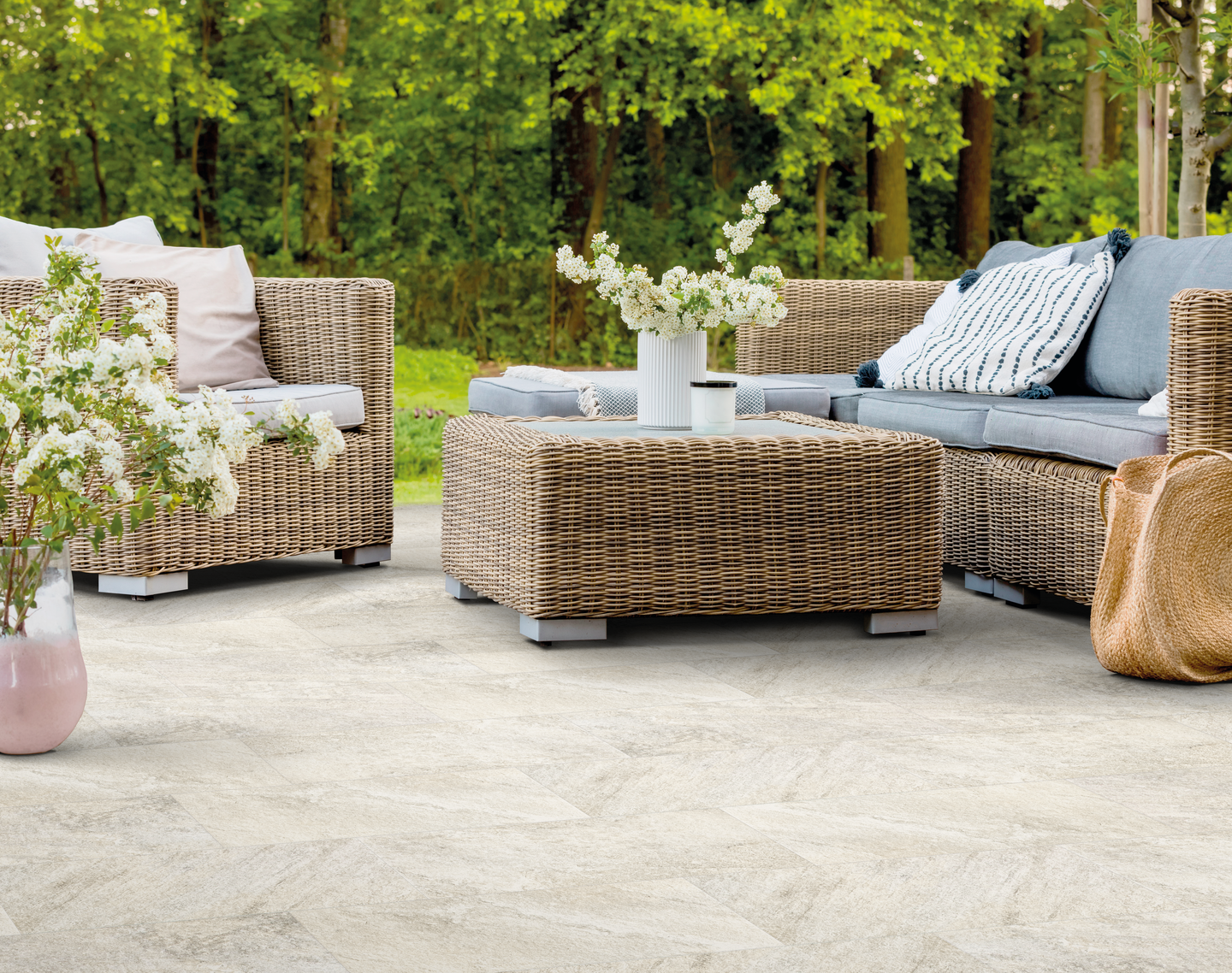 Lattialaatta Cello Roccia 30,5x61 valkoinen 1,49m²