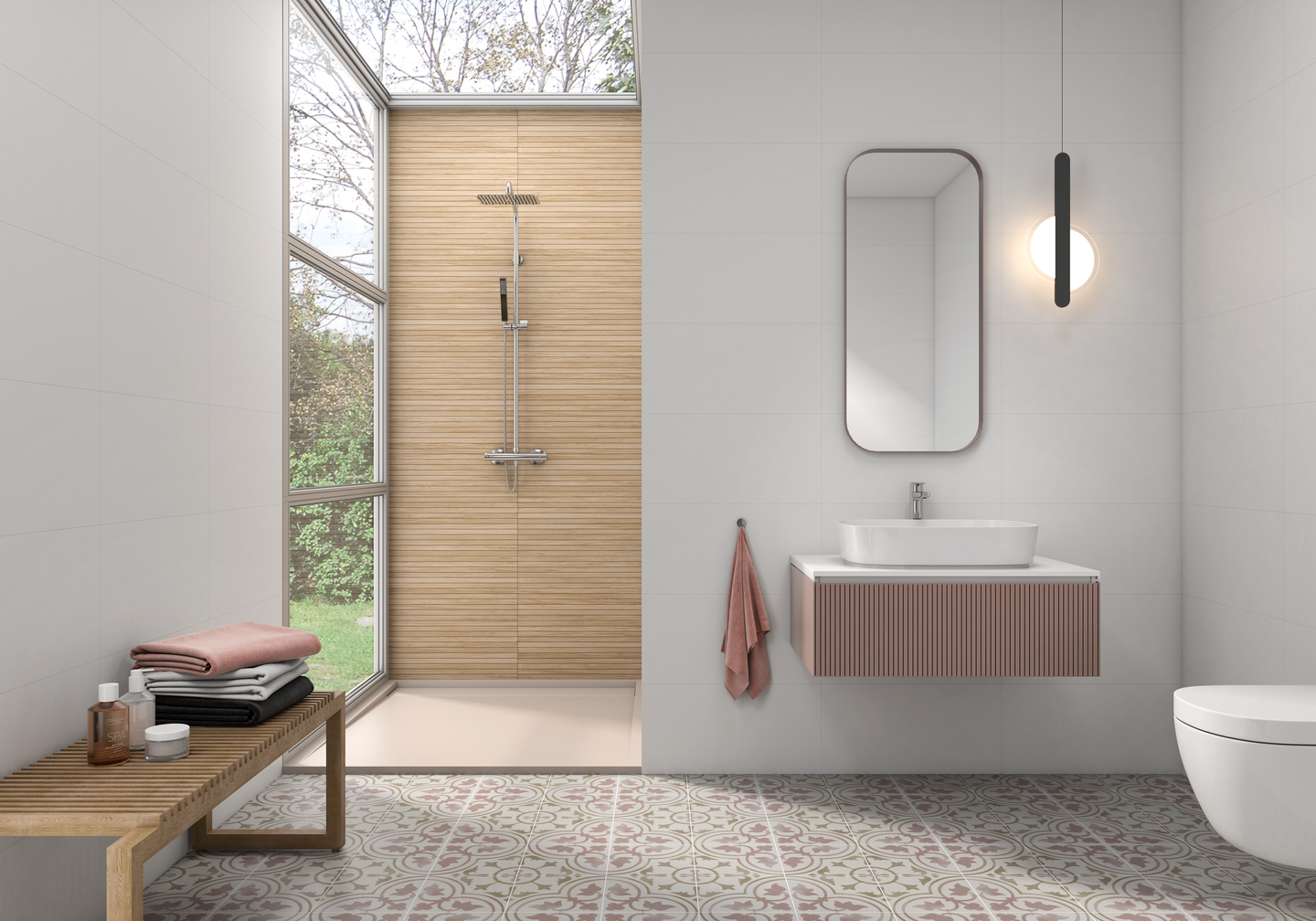 Lattialaatta Cello Art Corot 22,3x22,3 vaaleanpunainen/ruskea 1m²