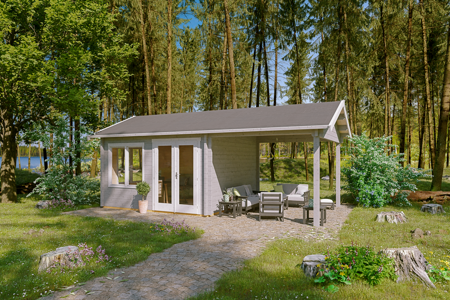 Pihatalo ja katos Vikersund 15,2m2 + 11,4m2