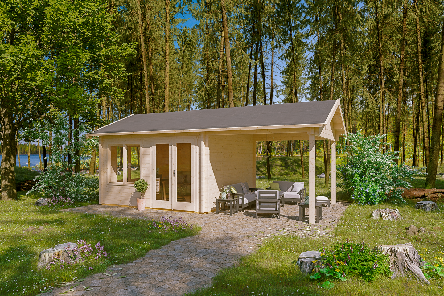 Pihatalo ja katos Vikersund 15,2m2 + 11,4m2