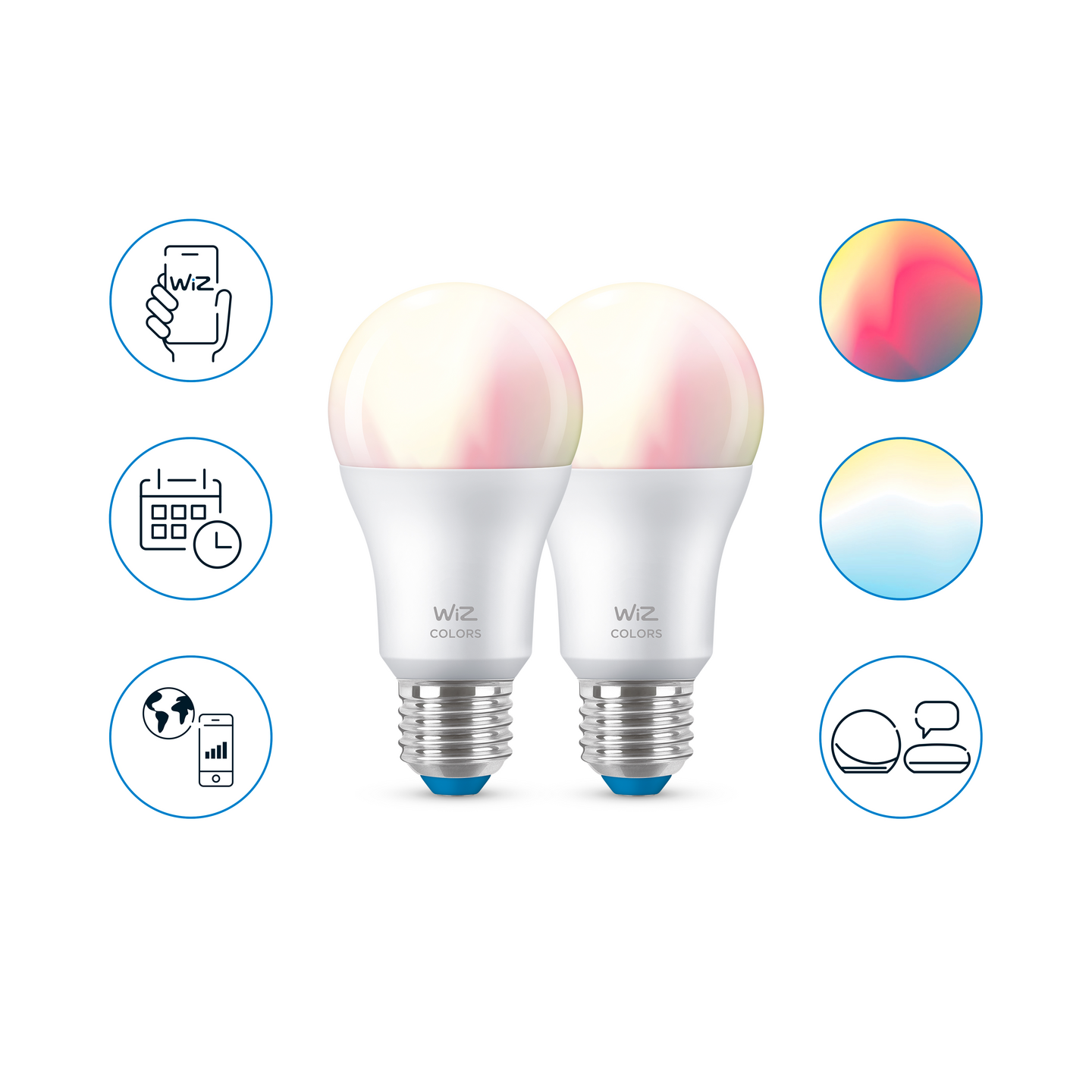 Led-lamppu WiZ wi-fi 8W E27 A60 922-65 RGB color 2kpl