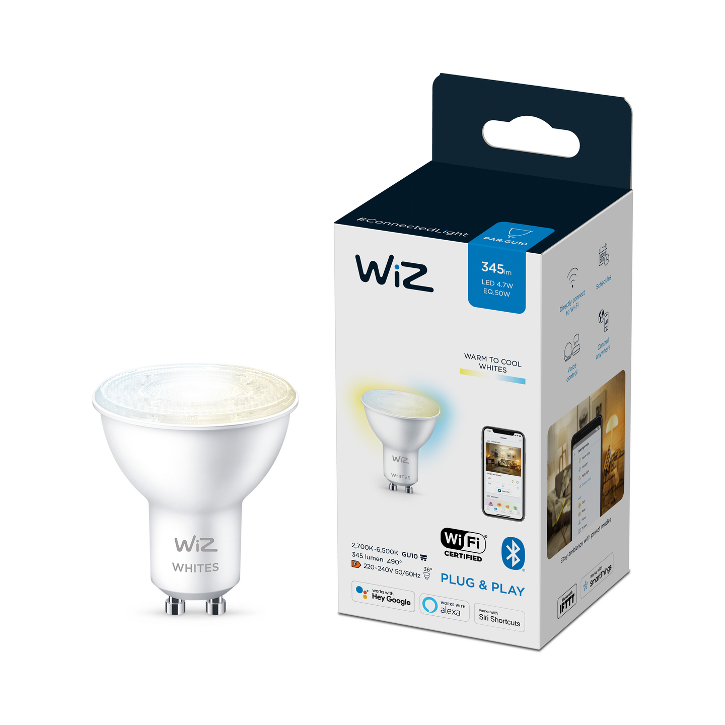 Led-lamppu WiZ WI-FI 4.7W GU10 927-65 TUNABLE WHITE