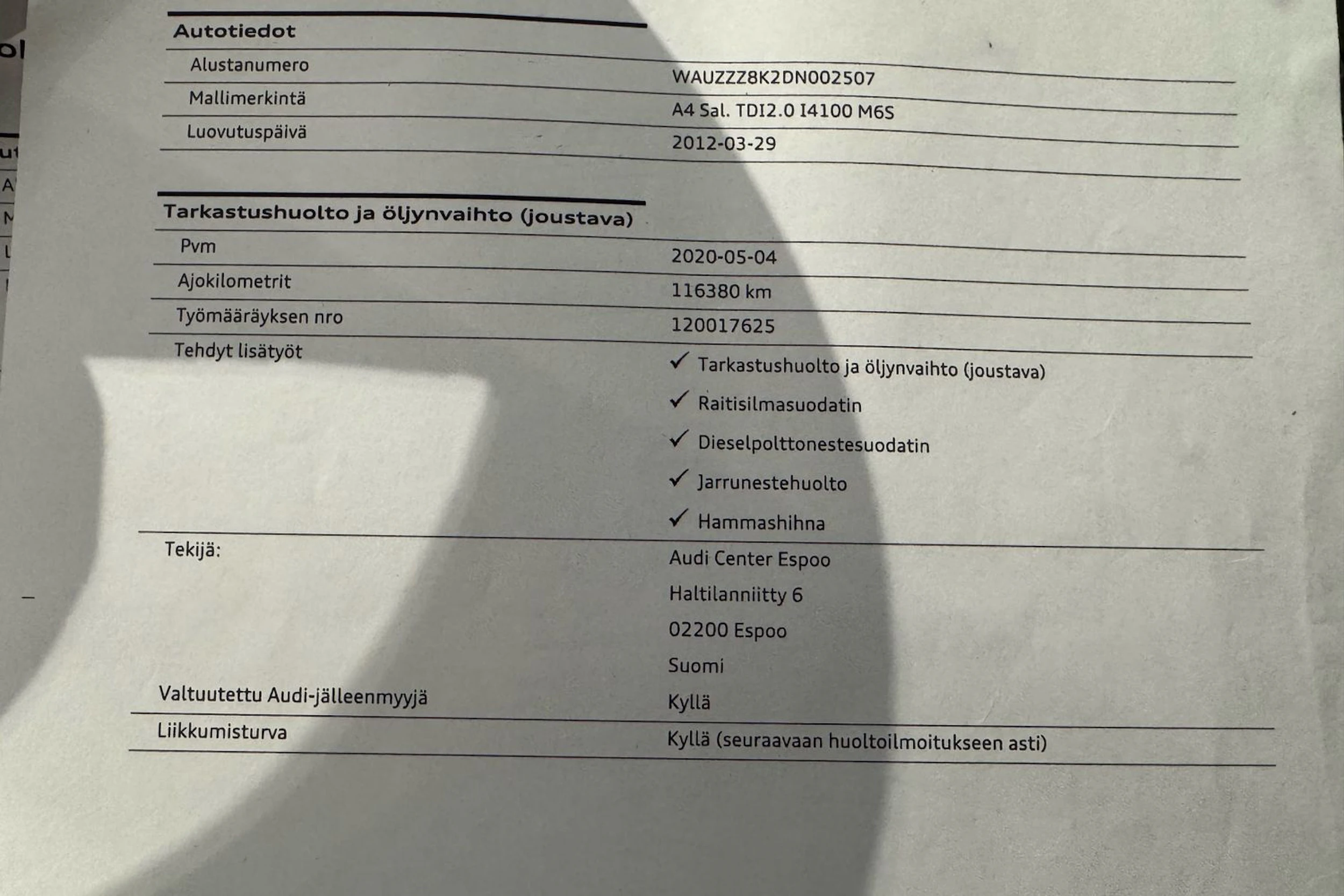 valkoinen Audi A4 2012 kuva 37.