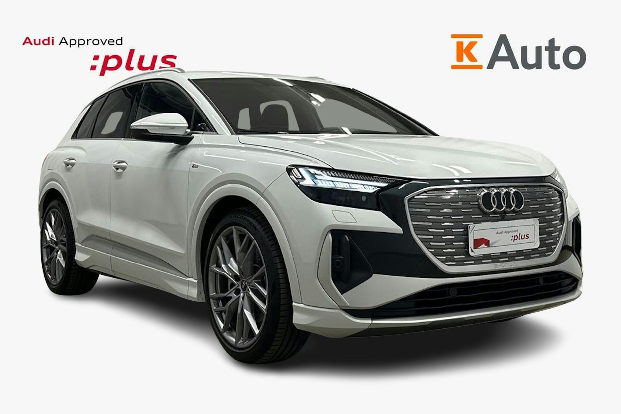 valkoinen Audi Q4 e-tron 2024 kuva 1.
