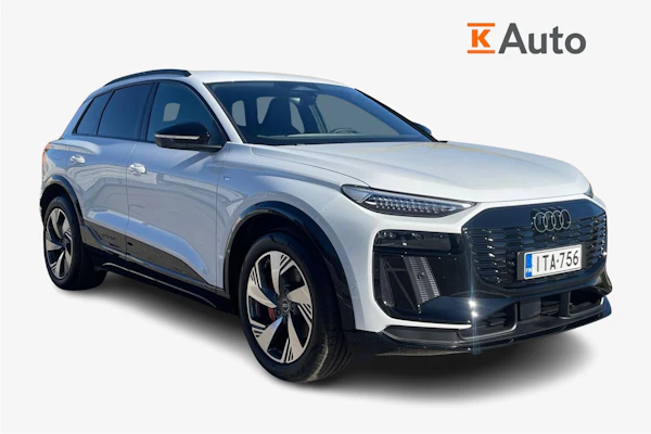 Audi Q6 e-tron e-tron quattro S line | Kahdet renkaat | Ilmajousitus | Musta Optiikka Pro | Vetokoukku |