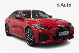 punainen BMW i4 2024 kuva 1.