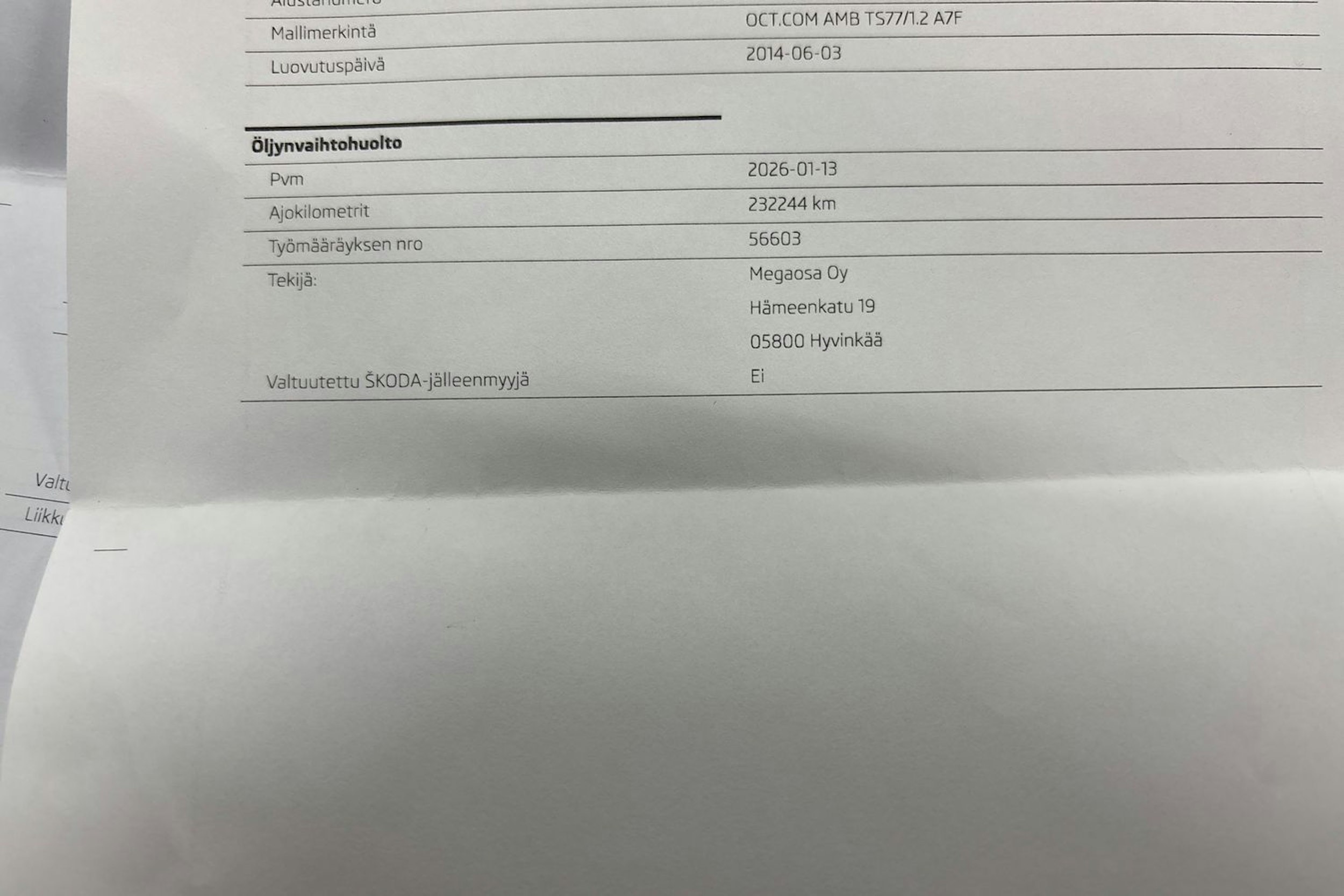 Valkoinen Skoda OCTAVIA 2014 kuva 18.