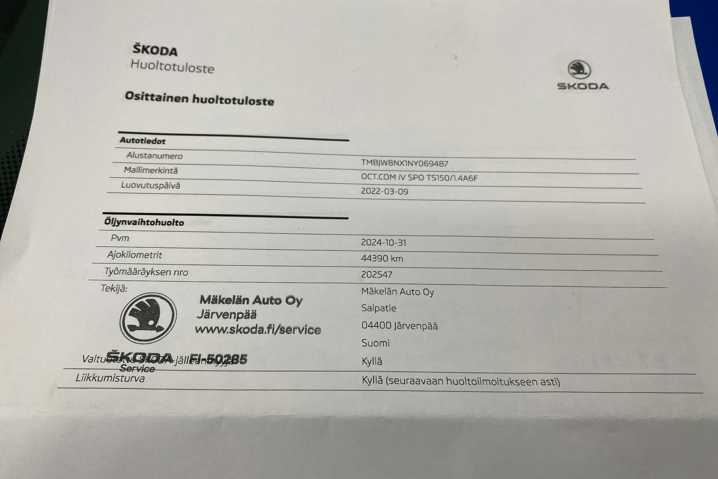sininen Skoda Octavia 2022 kuva 38.