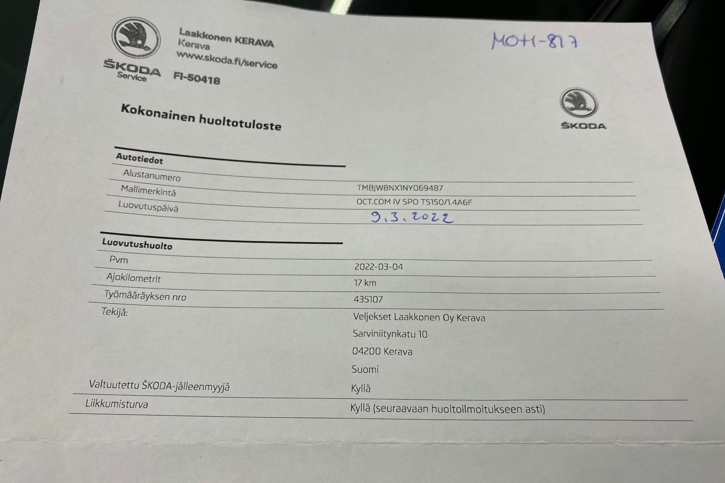 sininen Skoda Octavia 2022 kuva 41.