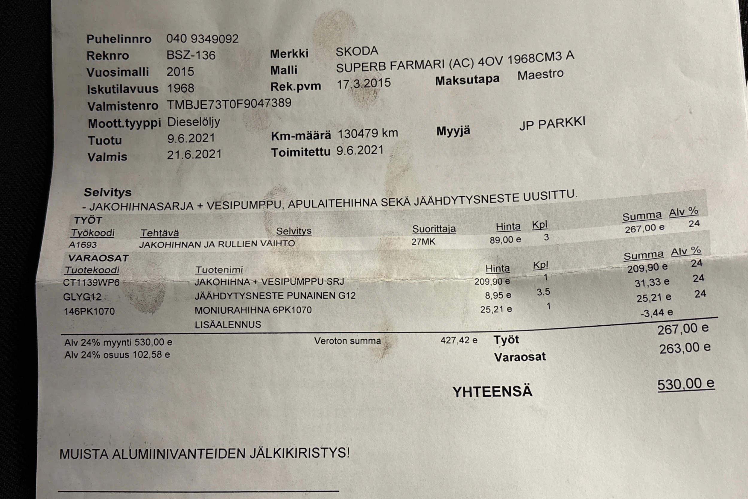 valkoinen Skoda Superb 2015 kuva 39.