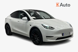 valkoinen Tesla Model Y 2022 kuva 1.