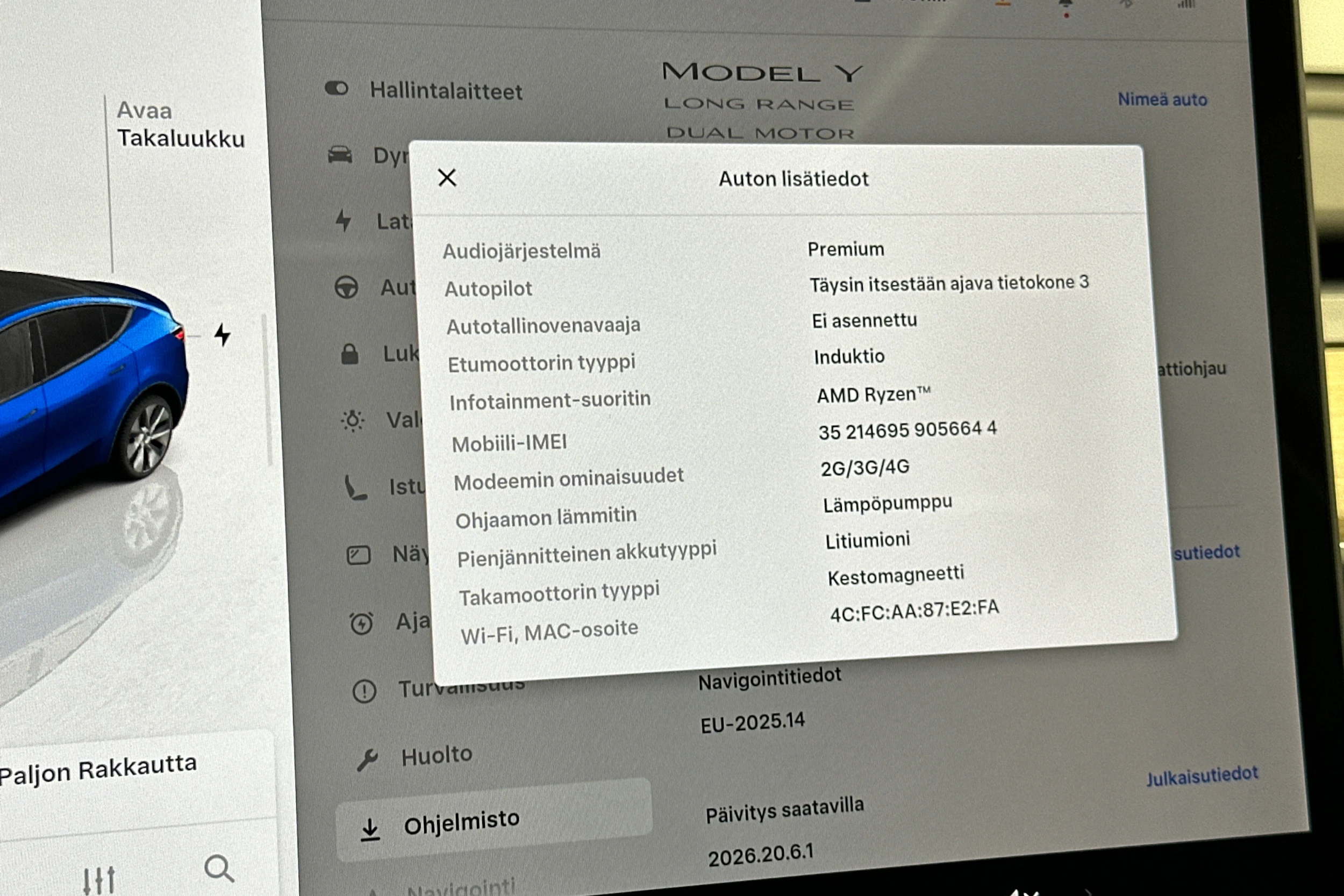 sininen Tesla Model Y 2022 kuva 23.