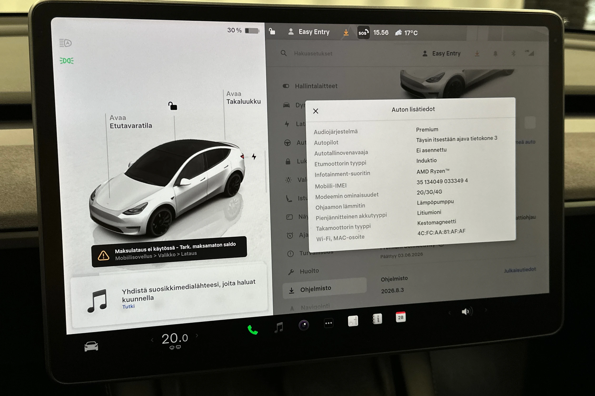 valkoinen Tesla Model Y 2022 kuva 22.