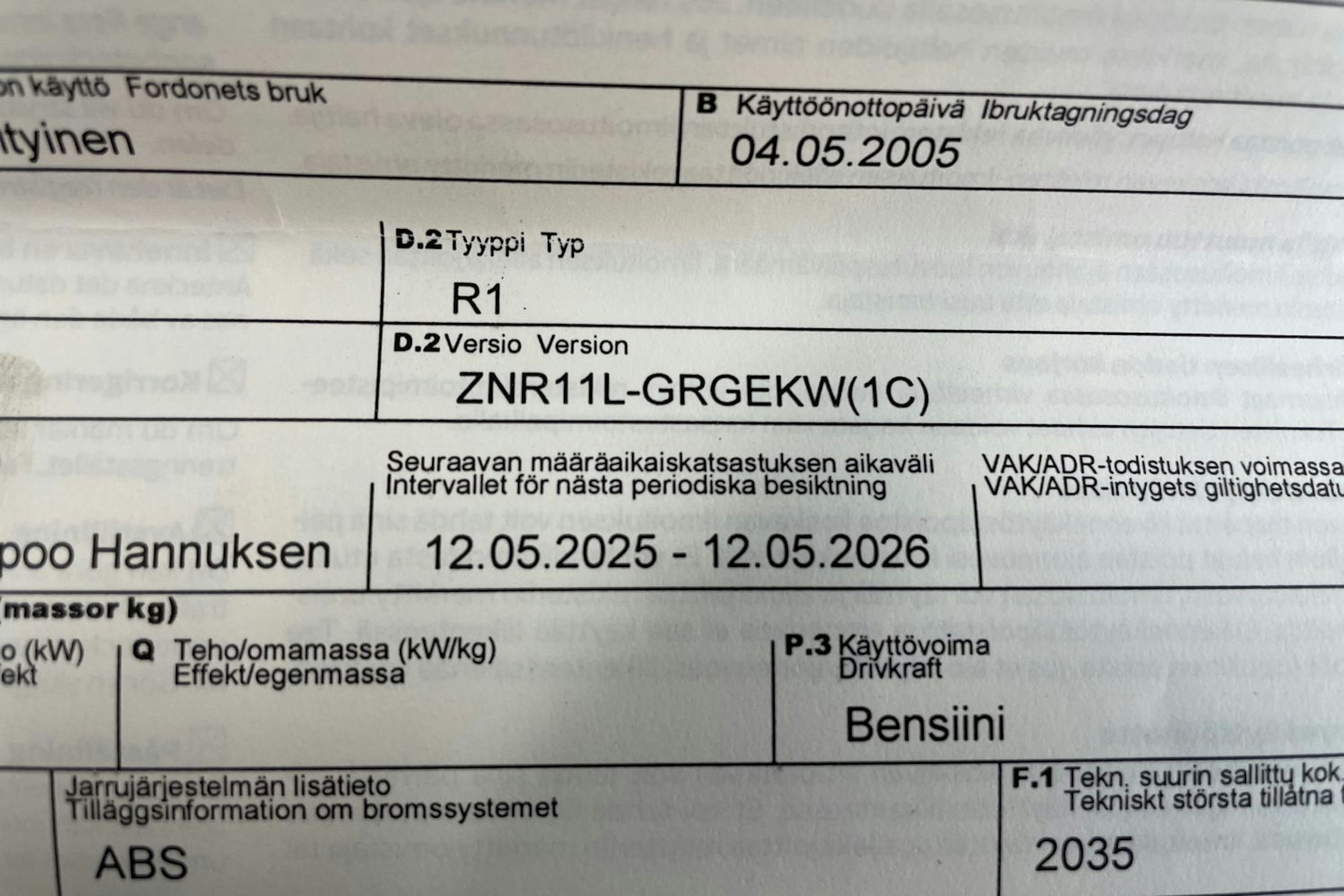 Hopea Toyota Corolla Verso 2005 kuva 23.