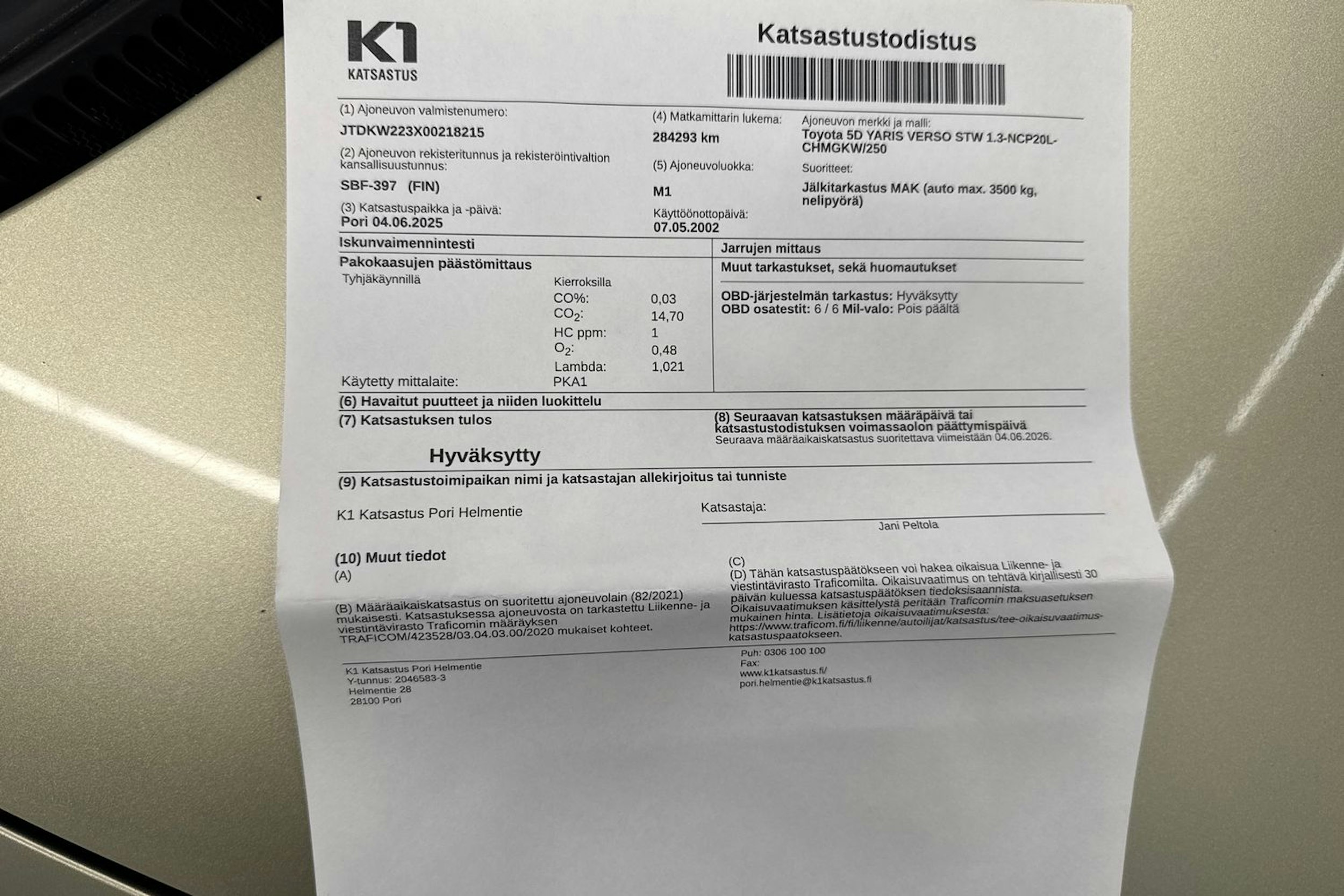 keltainen Toyota Yaris Verso 2002 kuva 28.