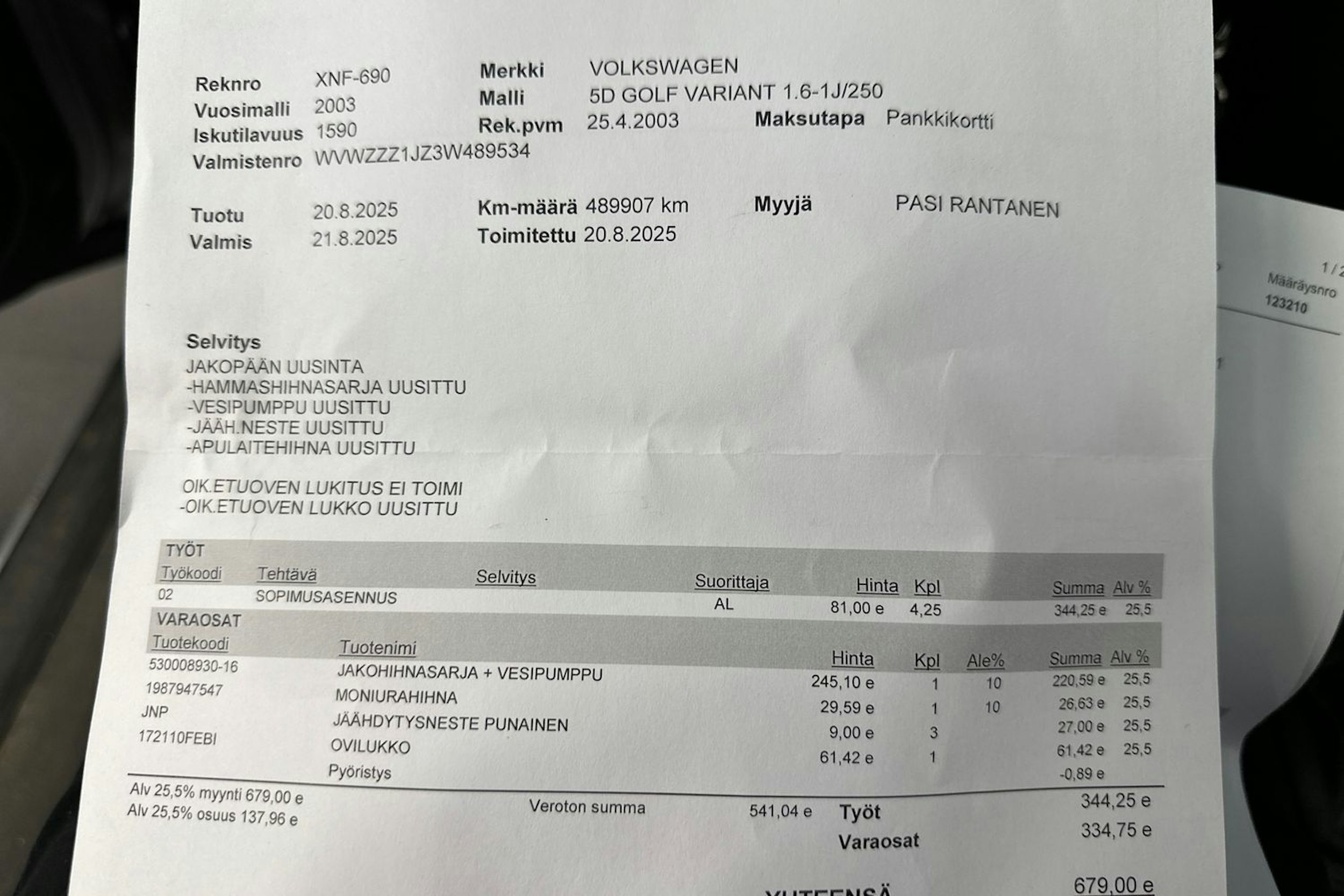 harmaa Volkswagen Golf 2003 kuva 22.