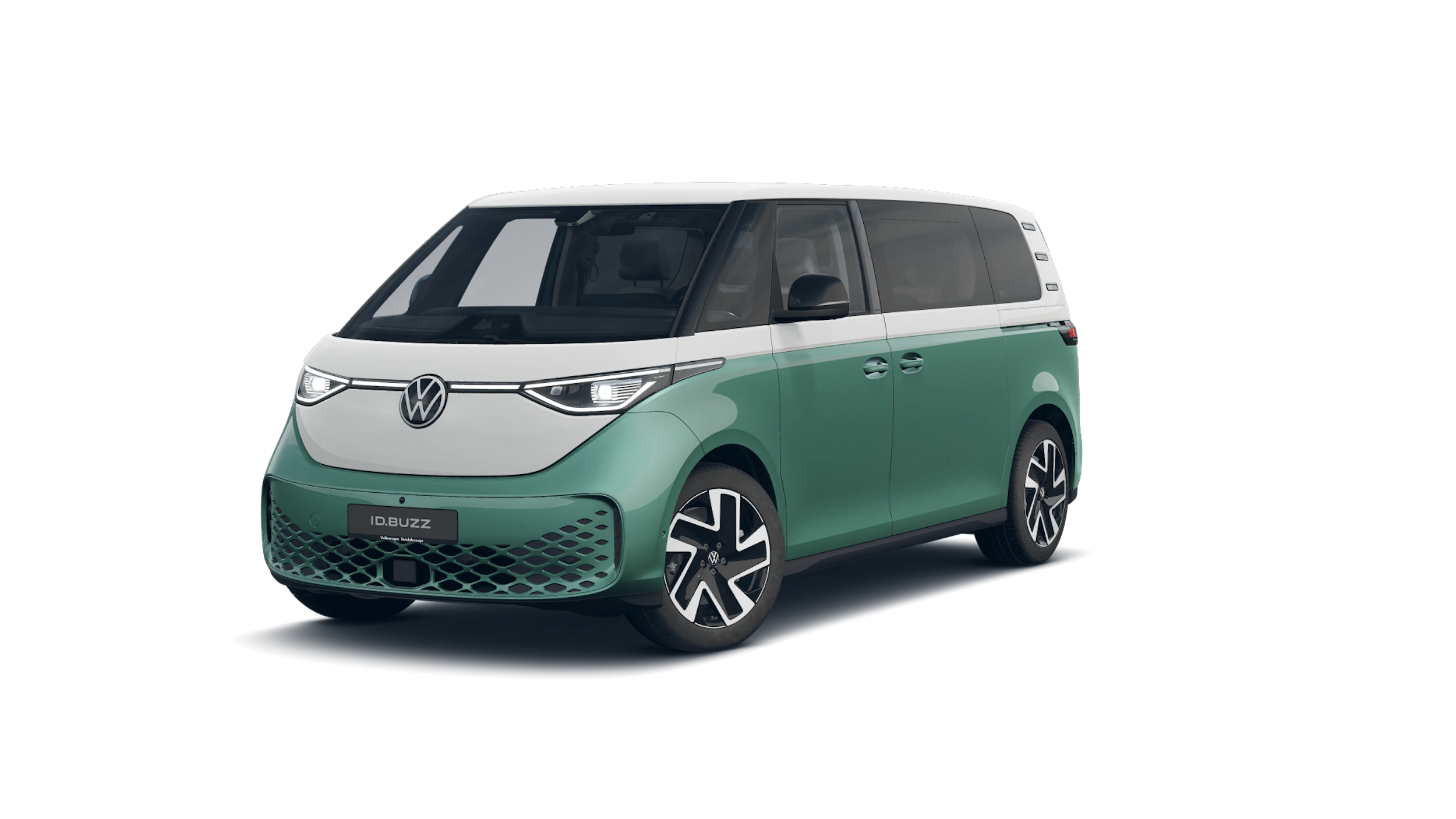 Candy White -valkoinen normaaliväri - Bay Leaf Green -vihreä metalliväri Volkswagen ID. Buzz 2027 kuva 3.