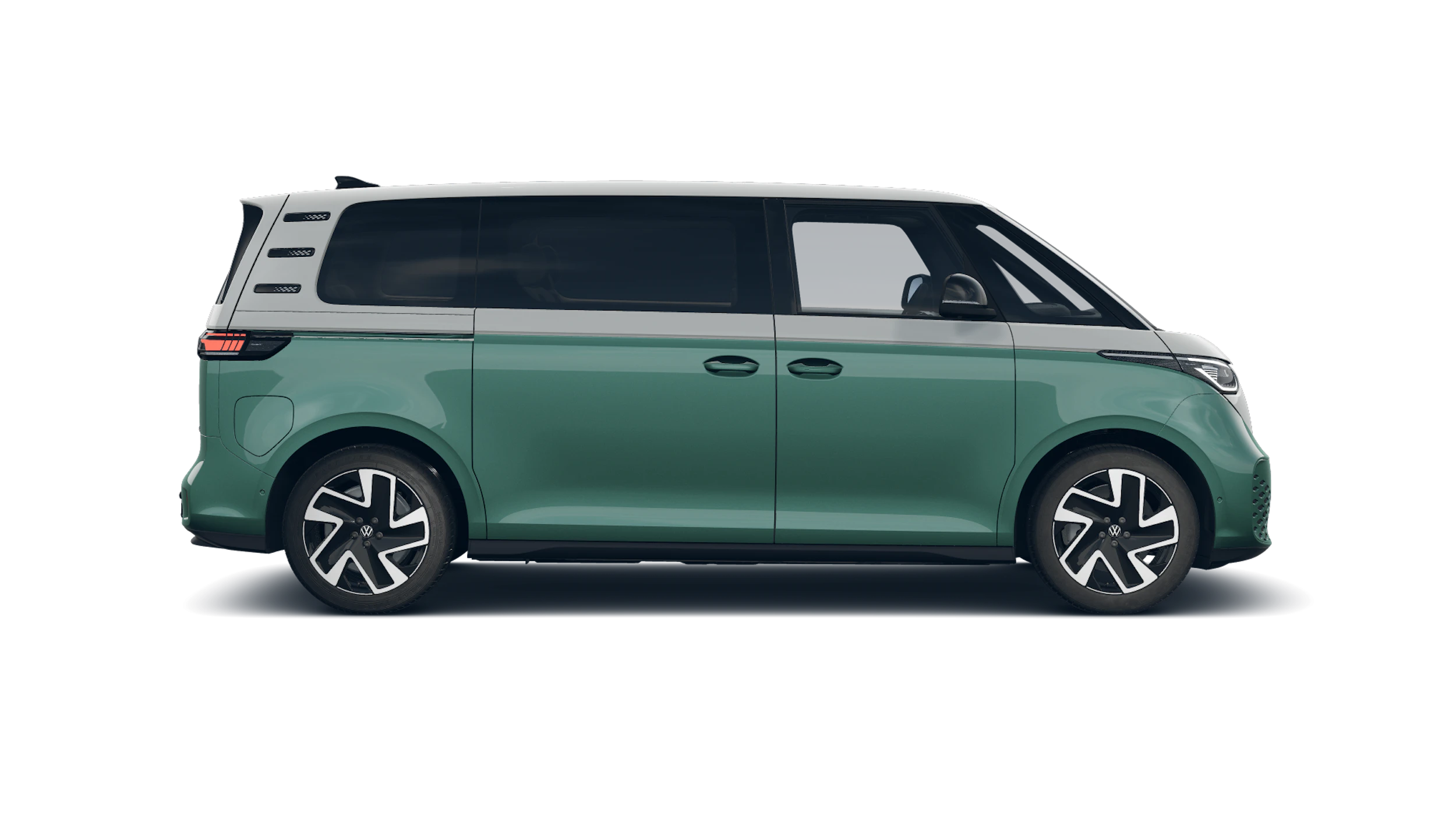 Candy White -valkoinen normaaliväri - Bay Leaf Green -vihreä metalliväri Volkswagen ID. Buzz 2027 kuva 8.