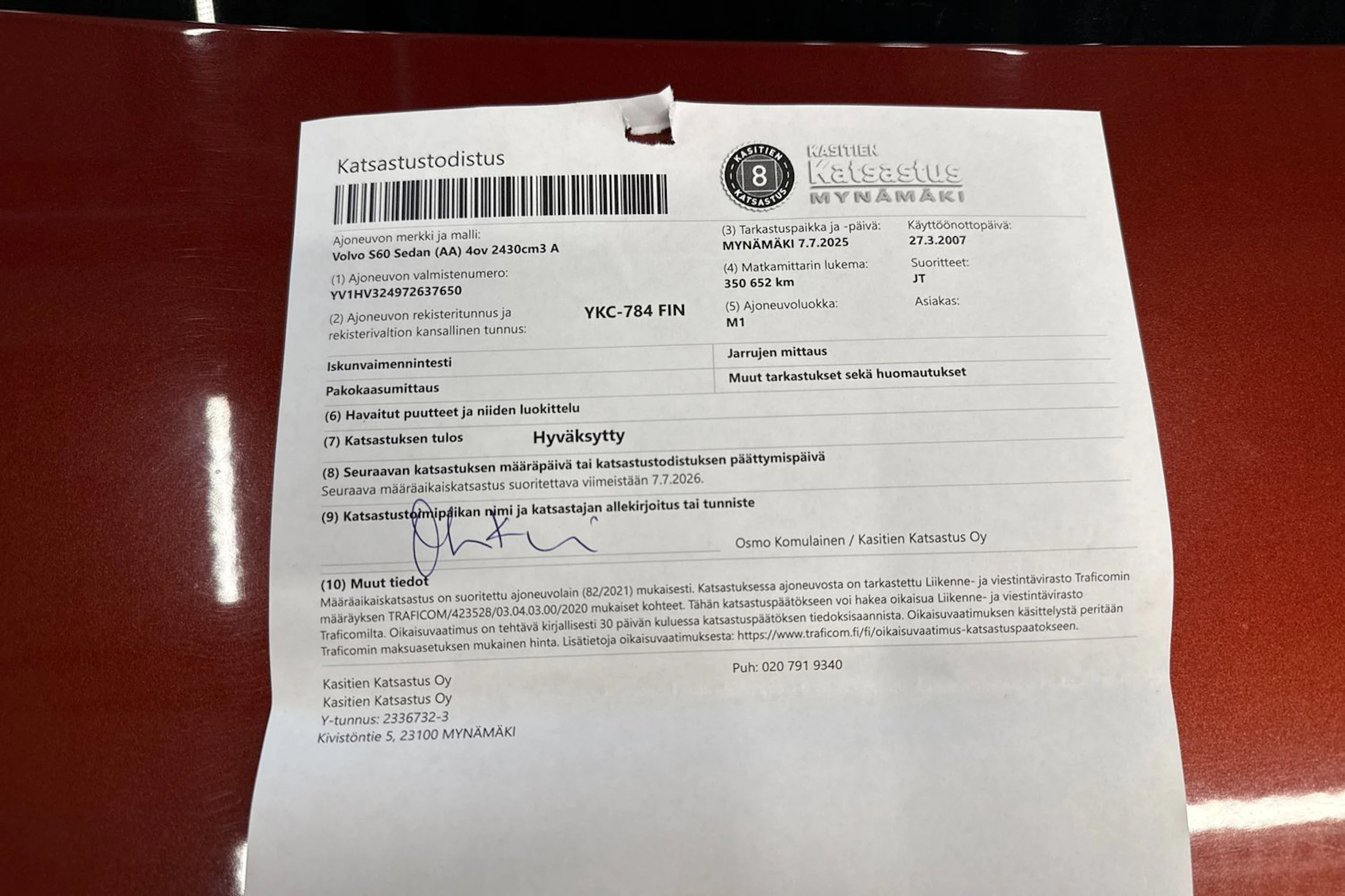 punainen Volvo S60 2007 kuva 34.