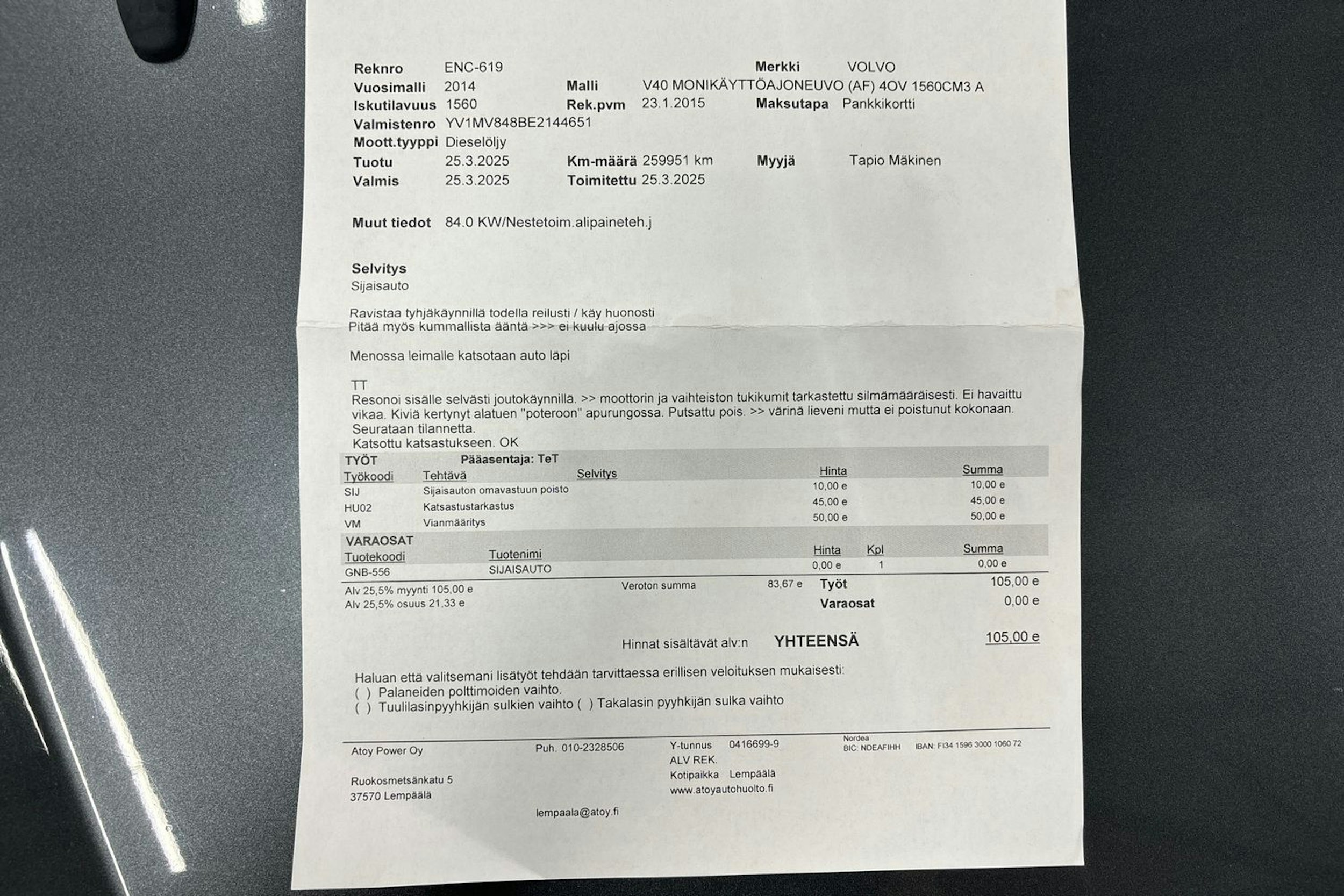 harmaa Volvo V40 2014 kuva 13.